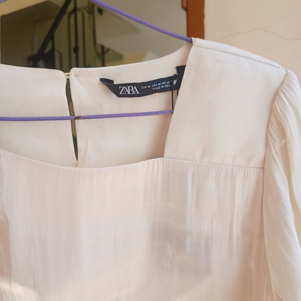 Zara Satin organza square neck top - Picture 1 of 12